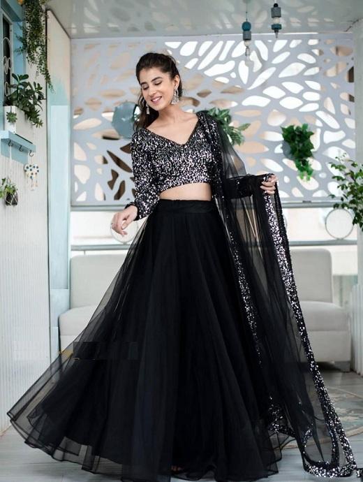 Black Stylish Sequence Embroidery Work ...